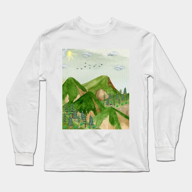 Wild mountains Long Sleeve T-Shirt by AgnesTemplates